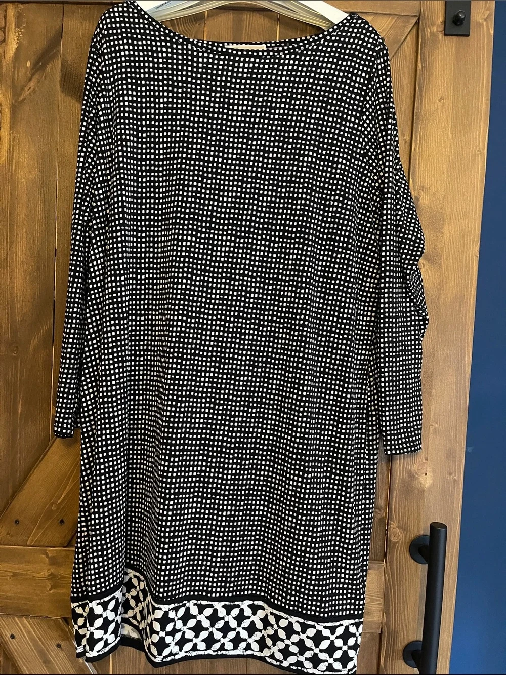 Michael Kors Black White Geometric Print Shift Dress
